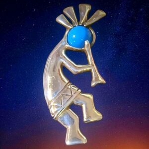 Sterling Silver Signed Kokopelli With Flute Pendant